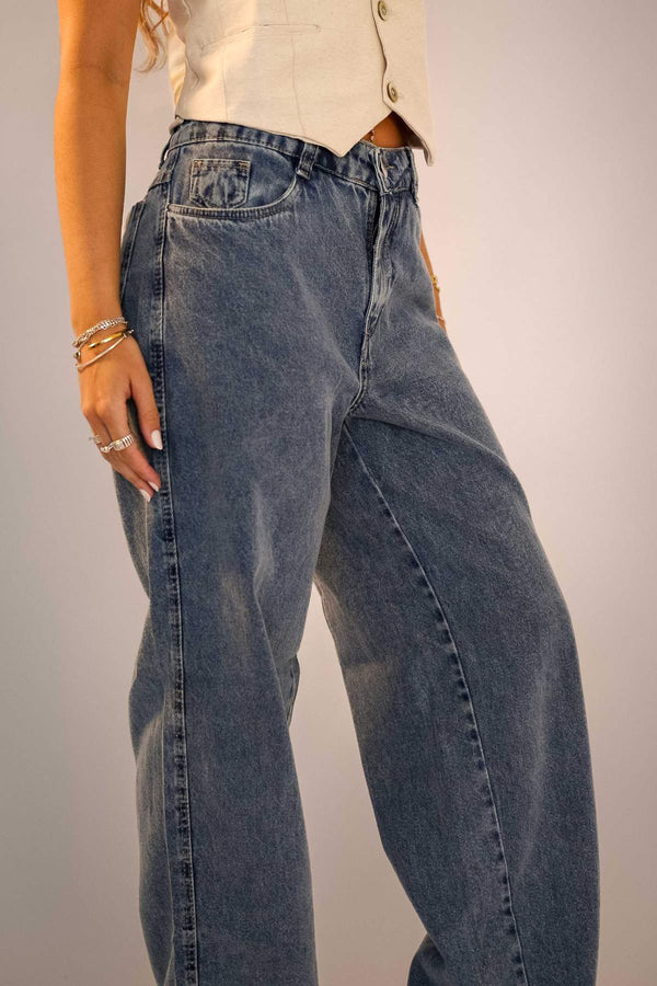 Calça Jeans Wide leg Marmorizada