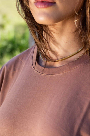 Camiseta Oversized Algodão Marrom