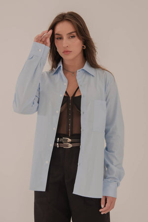 Camisa Algodão Azul Clara