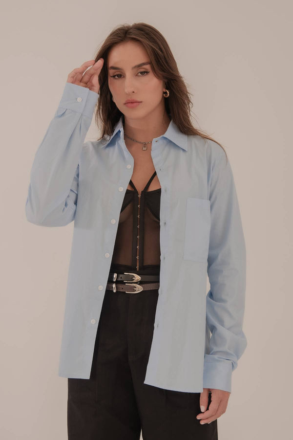 Camisa Algodão Azul Clara