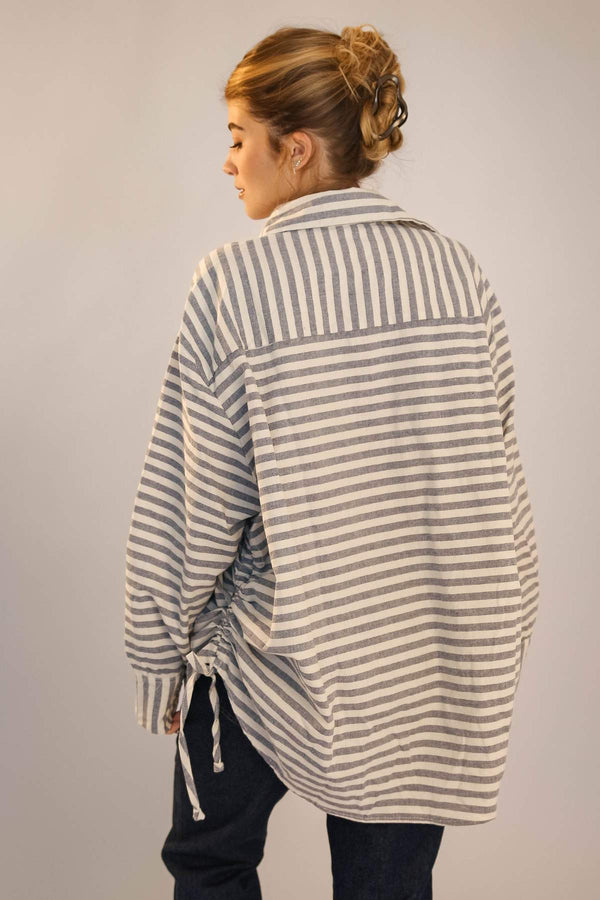 Camisa Oversized Listrada Azul