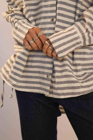 Camisa Oversized Listrada Azul