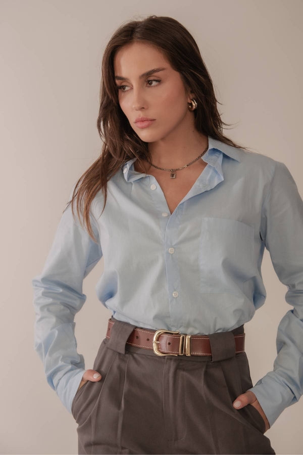 Camisa Algodão Azul Clara