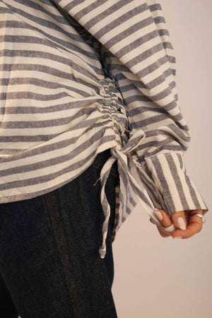 Camisa Oversized Listrada Azul