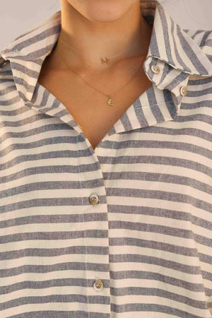 Camisa Oversized Listrada Azul