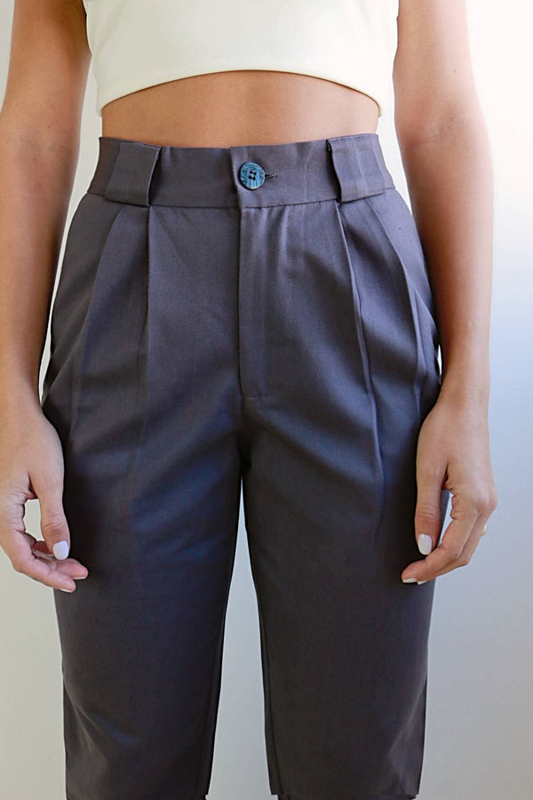 Calça Alfaiataria Algodão Cinza Chumbo