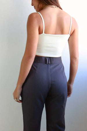 Calça Alfaiataria Algodão Cinza Chumbo