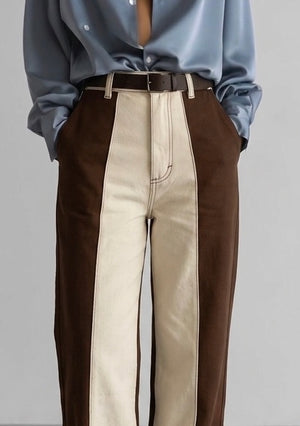 Calça Bicolor Off com Marrom