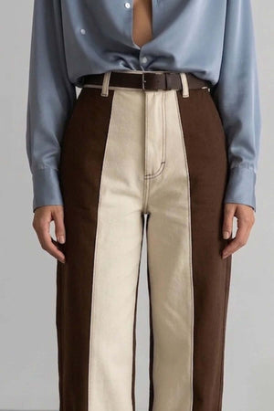 PRÉ VENDA - Calça Bicolor Off com Marrom