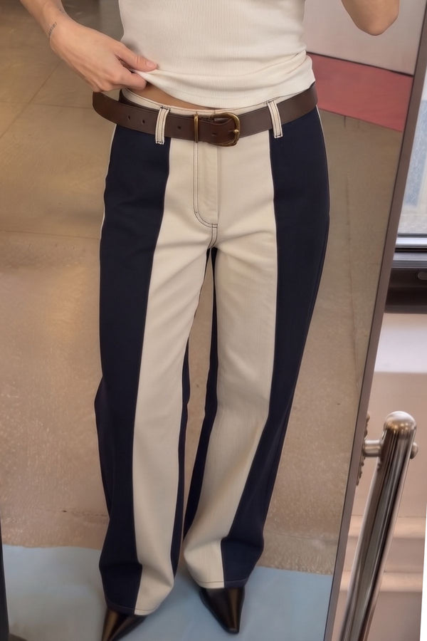Calça Bicolor Off com Azul marinho