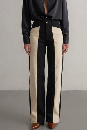 Calça Wide Leg Bicolor
