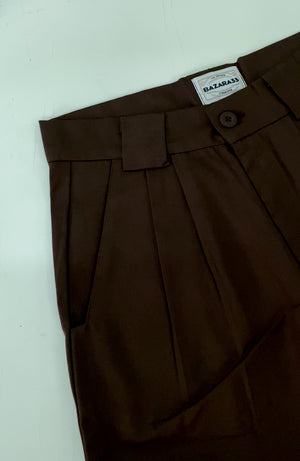 Calça Alfaiataria Algodão Marrom