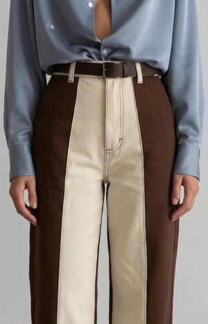PRÉ VENDA - Calça Bicolor Off com Marrom