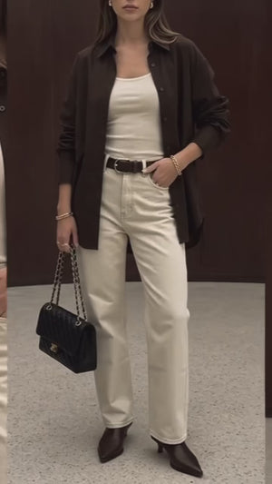 Calça Jeans Wide Leg Off White