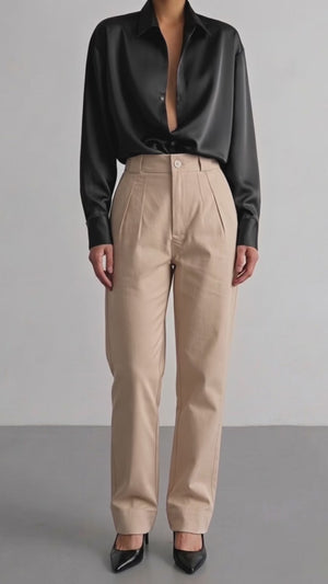 Calça Alfaiataria Algodão Bege
