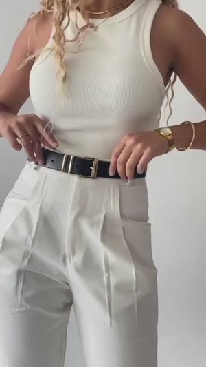 Calça Alfaiataria Reta Off White
